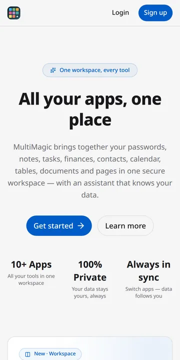 MultiMagic sur téléphone : la page d’accueil mobile